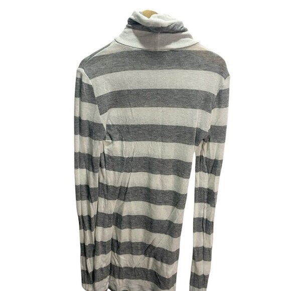 BCBGMAXAZRIA White Gray Striped Wool Blend Turtleneck Sweater Womens XXS Sheer - Picture 5 of 5